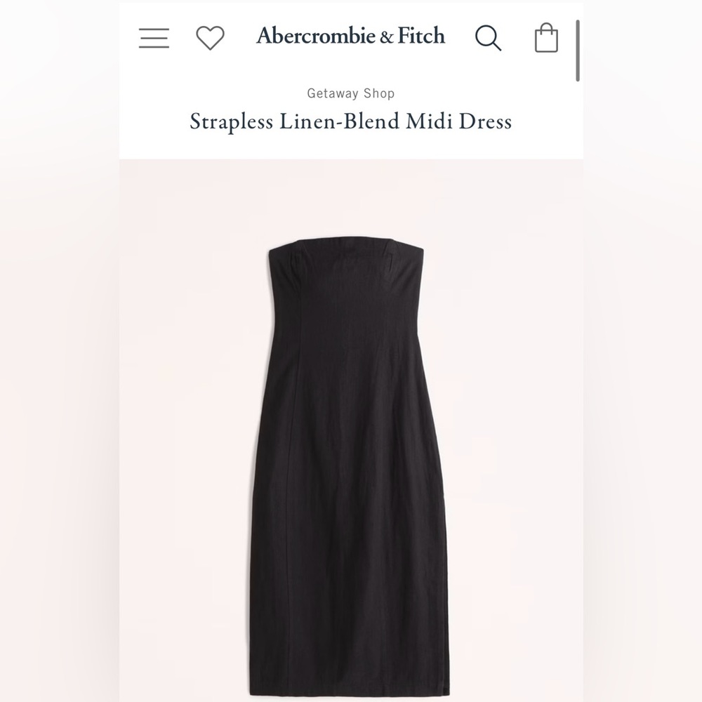 Abercrombie Strapless Linen-Blend Midi Dress